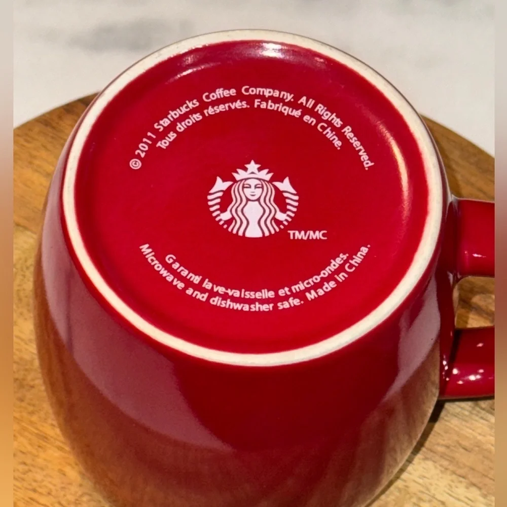 2011 Starbucks Brand Logo Barrel Shape Coffee Mug Etched Logo